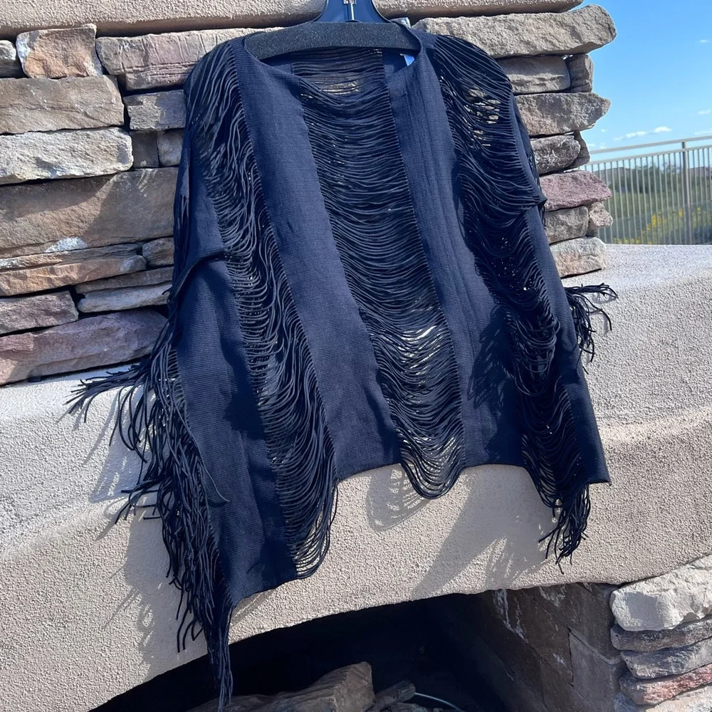 PilyQ Haute Summer black Poncho bathing suit cover up one size - Picture 4 of 15